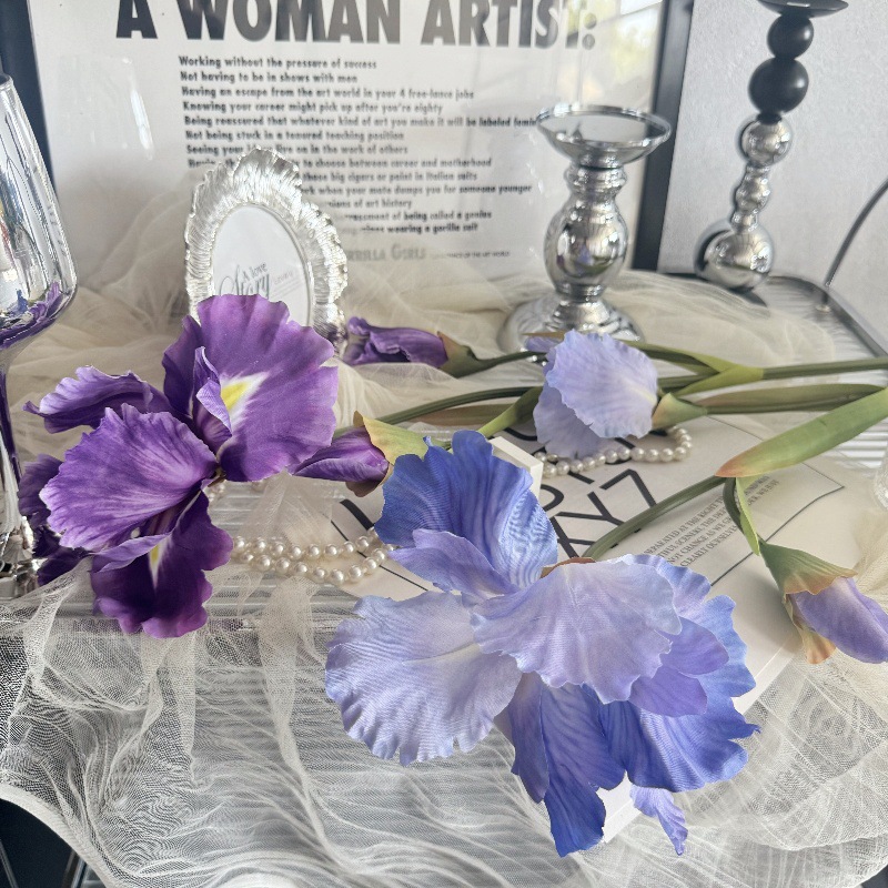 3D打印鸢尾花仿真花蓝紫色系爱丽丝家居软装婚礼插花摆件摄影道具