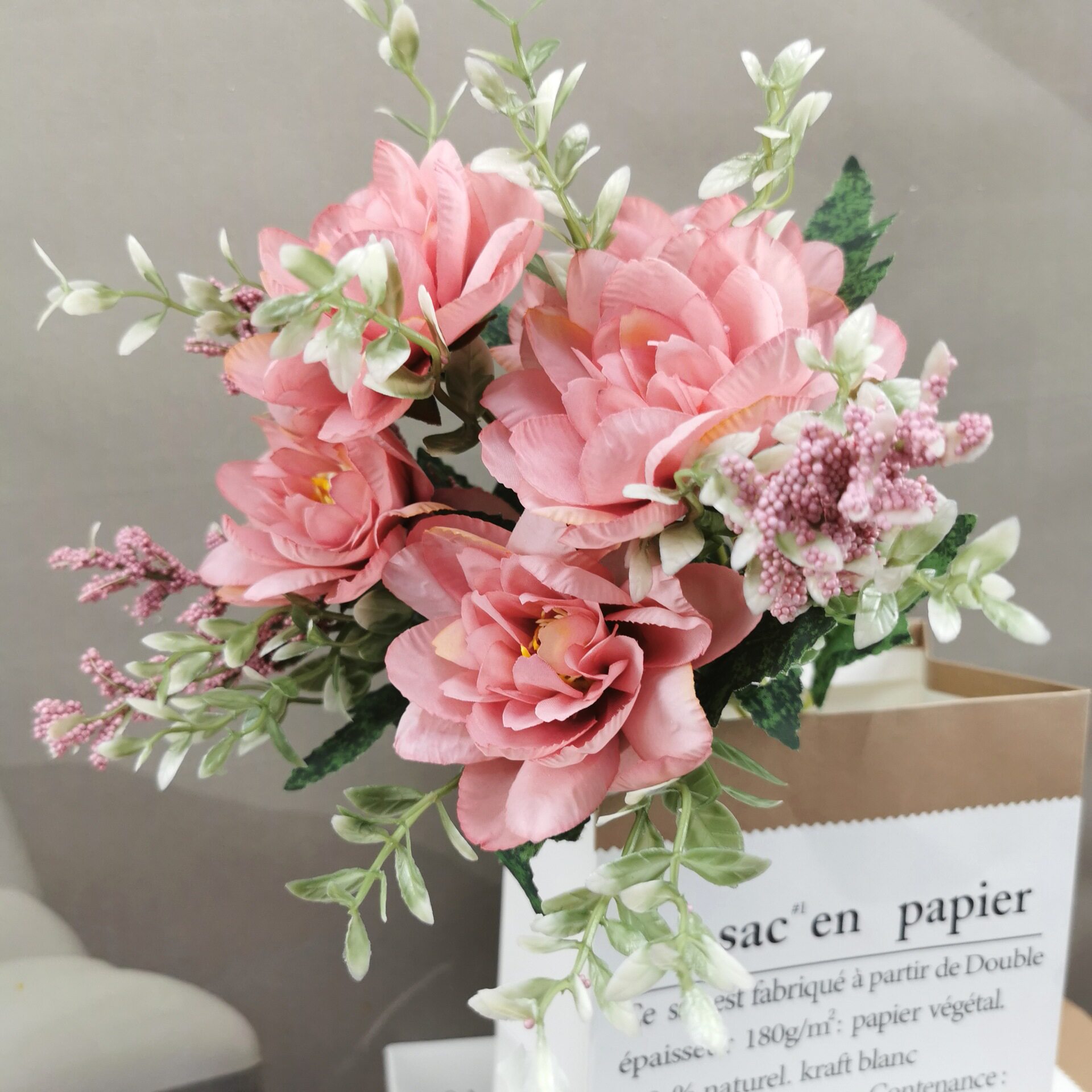 跨境北欧仿真花5叉香雪兰家居婚庆装饰玉兰花束影楼拍摄假花