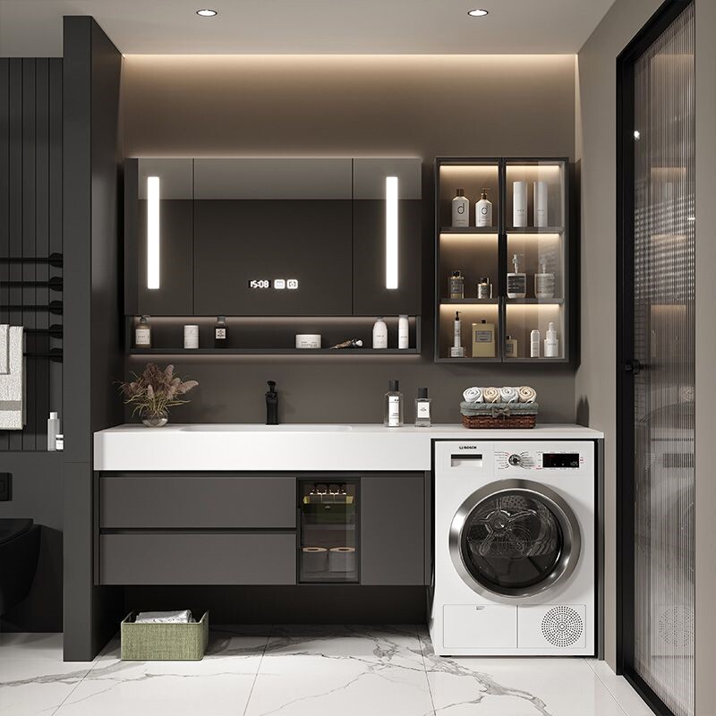 浴室柜一体洗衣机阳台组合岩板无缝卫生间洗漱洗脸盆洗手盆