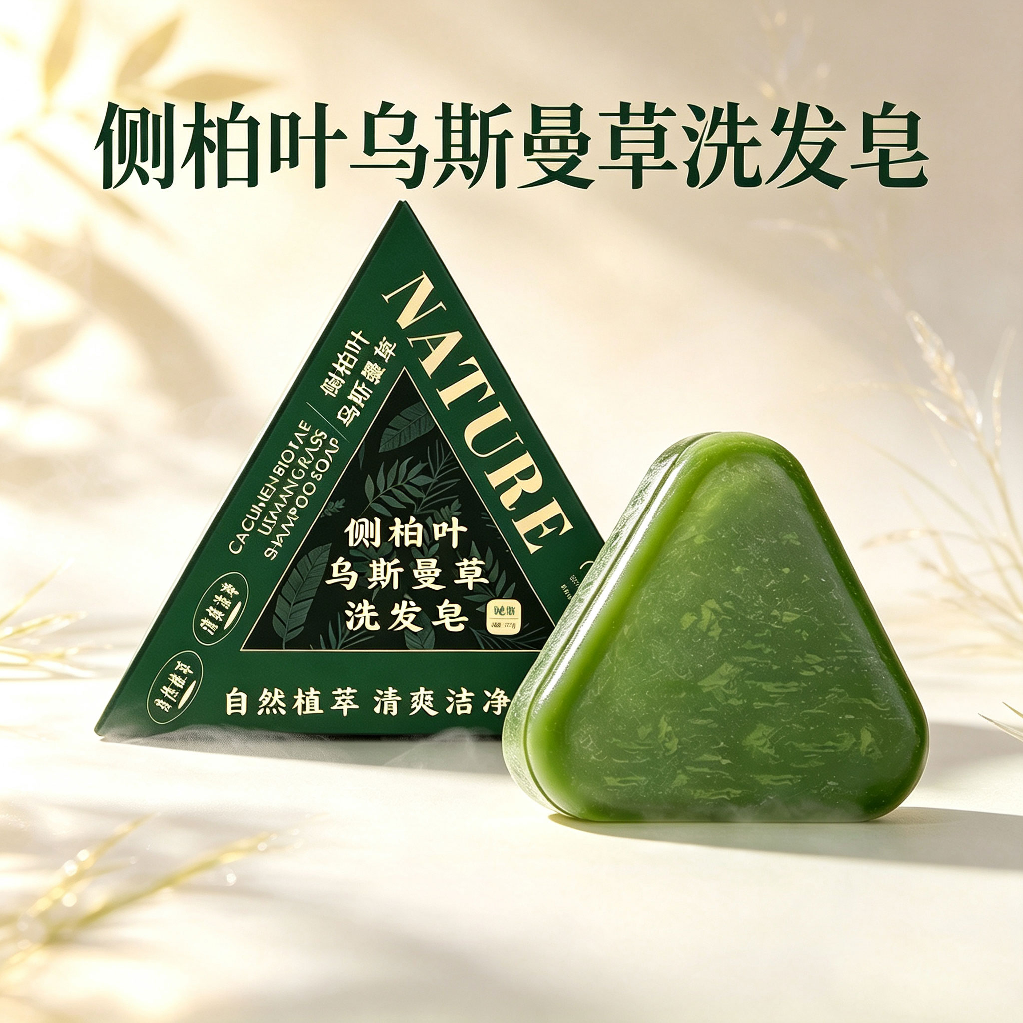 乌斯曼洗发皂草本揉顺养护洗头皂侧柏叶乌斯曼草精油皂清爽洁净