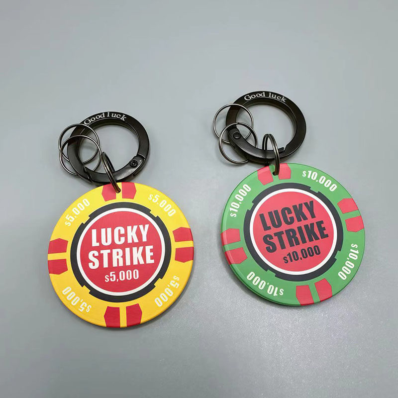 LuckyStrike好彩陶瓷筹码车钥匙扣美式复古包包牛仔裤挂件饰吊坠
