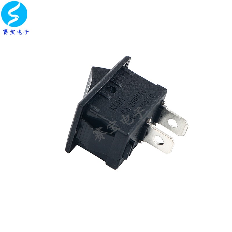 KCD1-101船型开关2只脚翘板开关面板尺寸21*15黑座黑钮