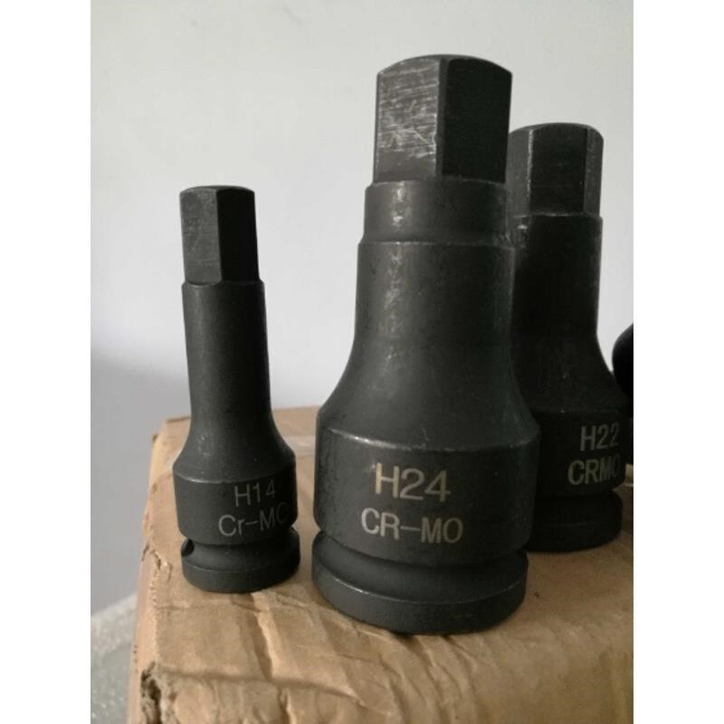 3/4连体风炮批头方口19mm重型内六角套筒旋具头H17-H19-h22-