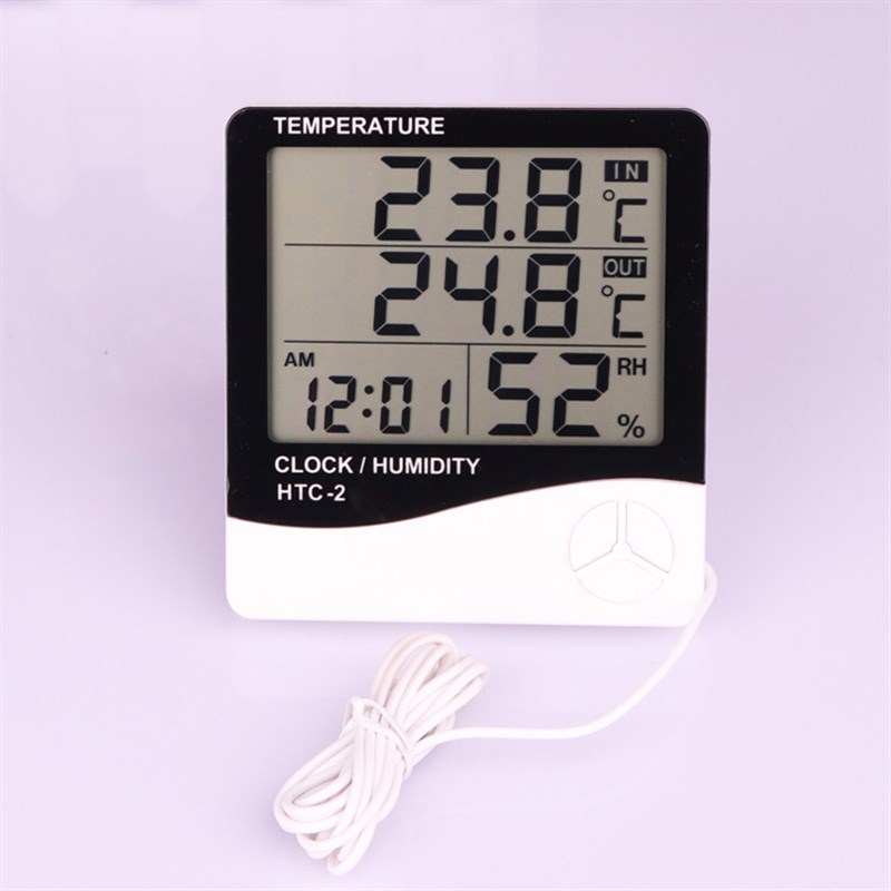 高精度数显电子温湿度计 家用带D温度探头 室内外双显大屏幕