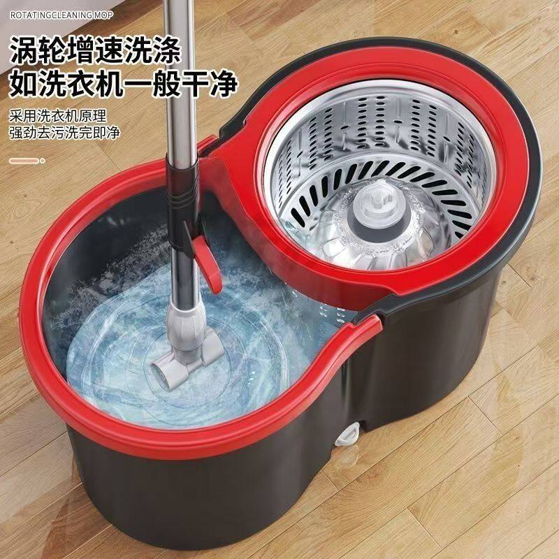 双驱动旋转拖把桶免手洗家用拖布桶不锈钢甩干拖把套装加厚加大