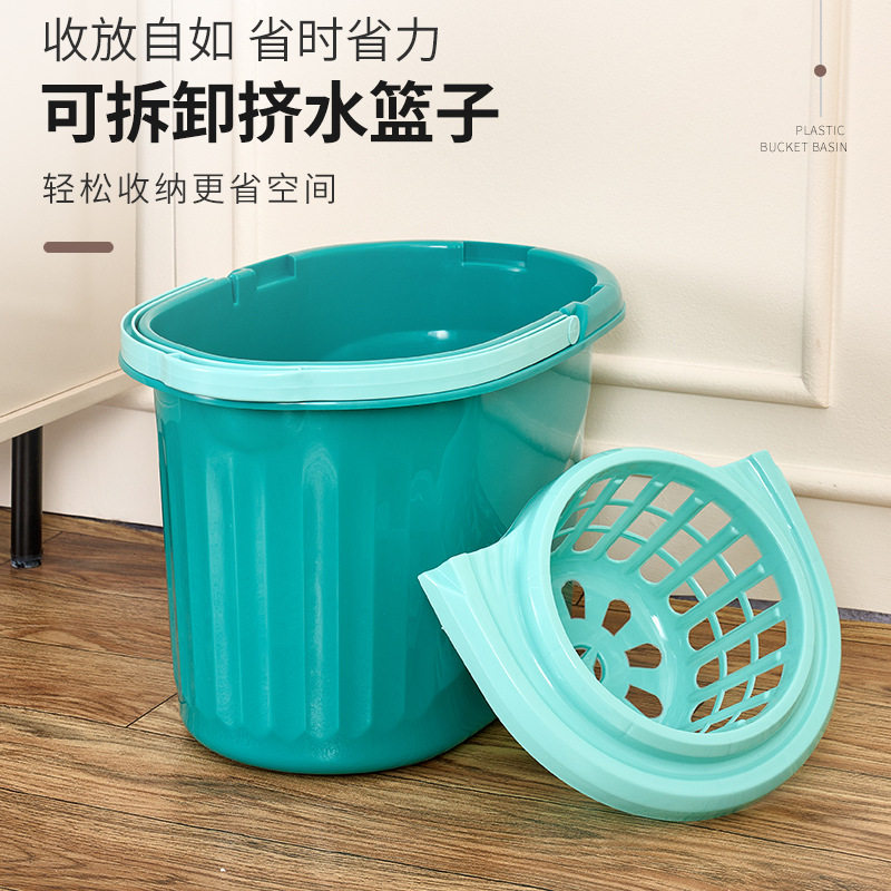 老式加厚旋转带轮沥水拖把桶