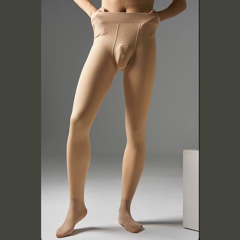 500克男士加绒连裤袜肤色打底保暖裤冬九分一体裤大码加厚踩脚裤