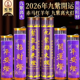 开运九紫离火烛赤马红羊年专用紫色蜡烛招财转运无烟9天酥油斗烛