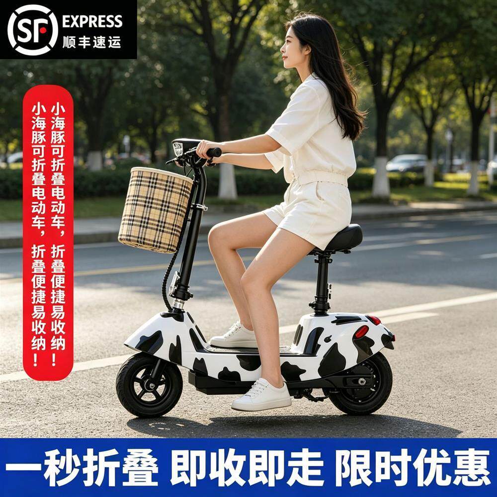 小海豚电动滑板车折叠便携小型电瓶车成人亲子两轮男女踏板电动车
