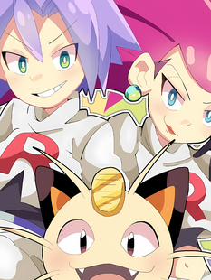 火箭队组合武藏小次郎喵喵果然翁宝可梦神奇宝贝动漫二次元装饰画