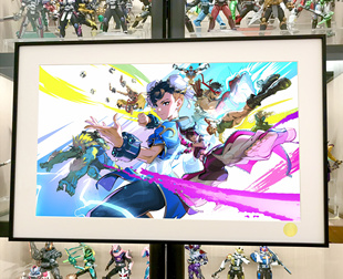 《守望x街霸》ow守望先锋朱诺黑百合春丽隆Chun-Li街头霸王装饰画