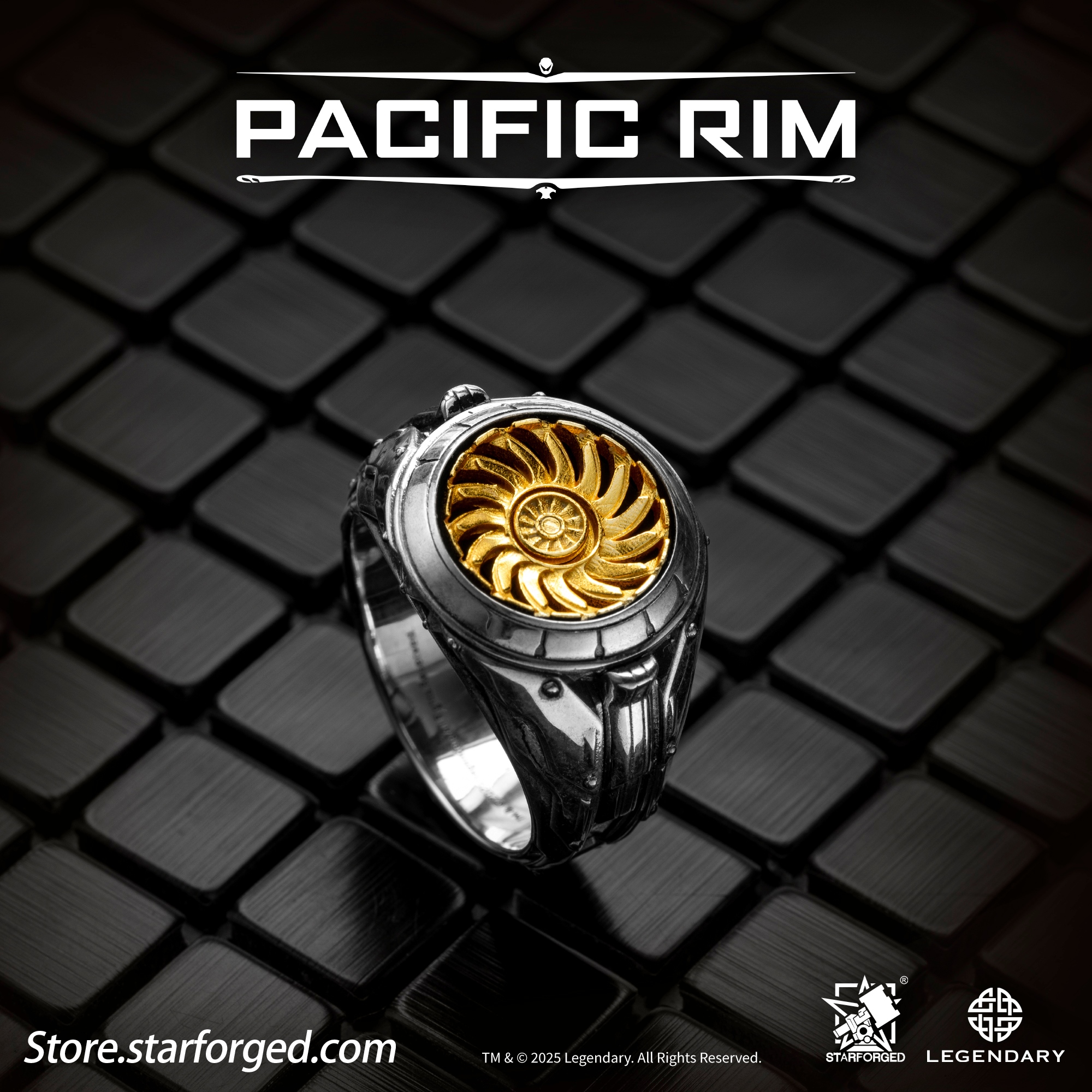 Starforged星辰铸造 环太平洋周边饰品弧形反应堆银戒指小众设计