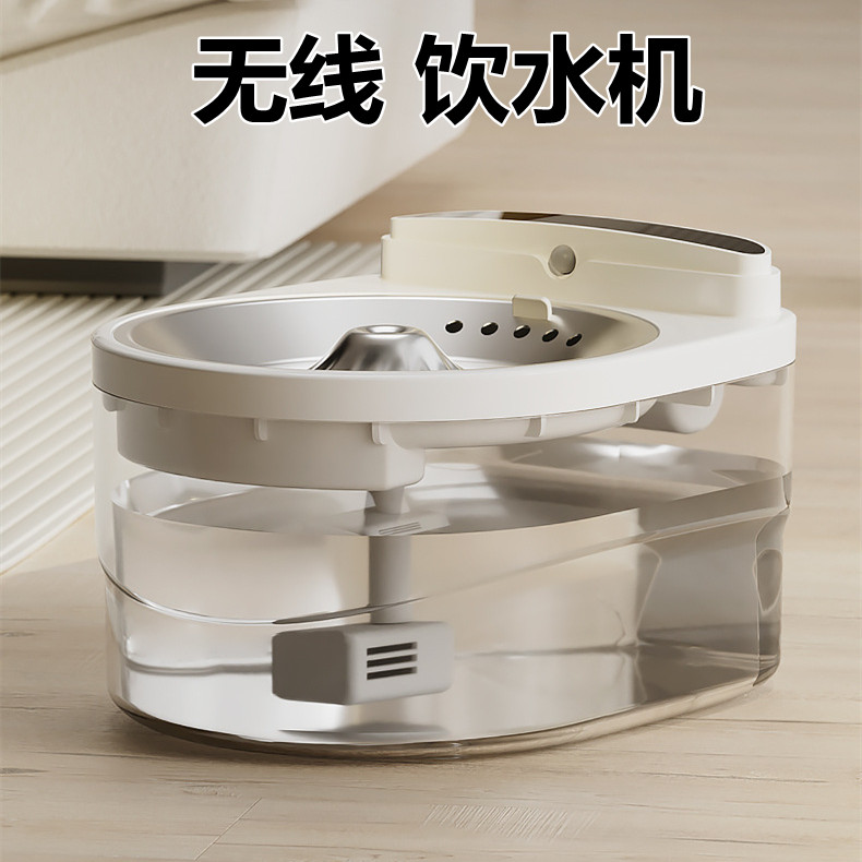 饮水机陶瓷猫咪无线自动循环流动水恒温加热不插电宠物狗狗饮水器