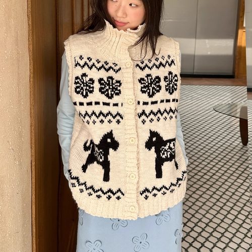 「雪花小马」冰岛羊毛针织马甲
