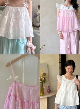 nothe Case「浆果奶霜」蝴蝶结小罩衫可爱双层透气吊带上衣叠穿