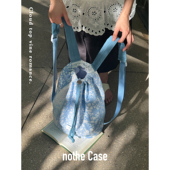 nothe Case「织蓝云顶」蓝色碎花拼接双肩包 大容量清新抽绳背包