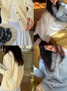 nothe Case「蜜糖信件」彩扣圆领毛衣软糯百搭开衫外套