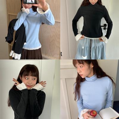 布然｜花边加绒高领打底衫