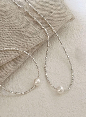 珍珠925银锁骨链女碎银几两