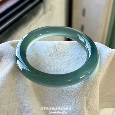 库里蓝高冰种玉髓玛瑙手镯马料