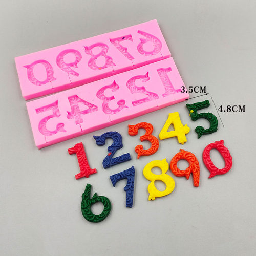 翻糖数字硅胶模具蛋糕装饰浮雕立体硅胶模我几岁啦巧克力烘焙工具