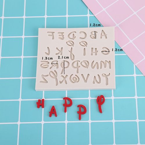 新款花体迪斯尼英文字母数字硅胶翻糖模具烘焙蛋糕装饰
