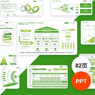 高级感蓝绿色数字运营白书皮流程房型图逻辑架构图素材PPT模板