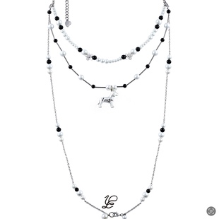LOVES PUPPY YOU系列三种戴法多层珍珠链条小狗项链 Jewelry
