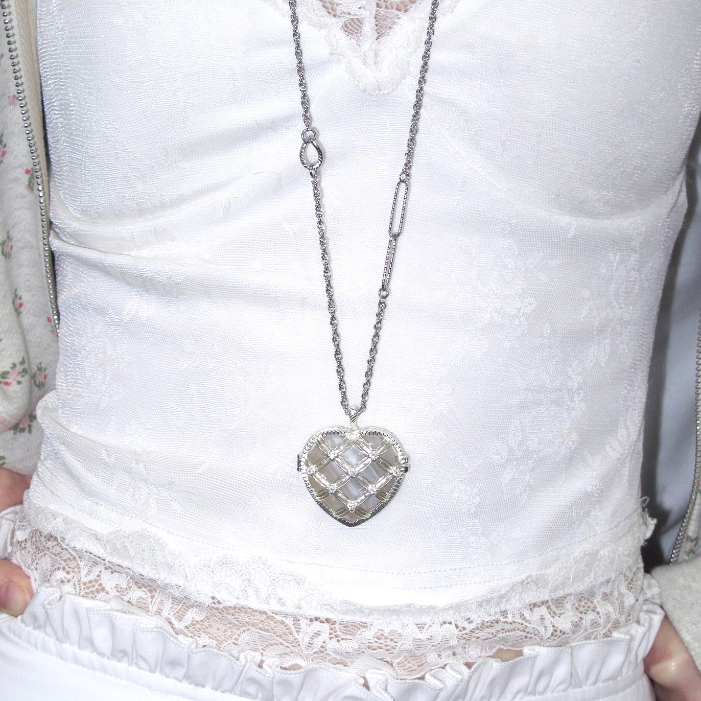 1P Jewelry 银色月光甜心派锆石镶嵌可开合相册式水晶爱心项链,饰品/流行首饰/时尚饰品新,项链,淘宝优惠券,粉丝福利购,淘宝优惠卷