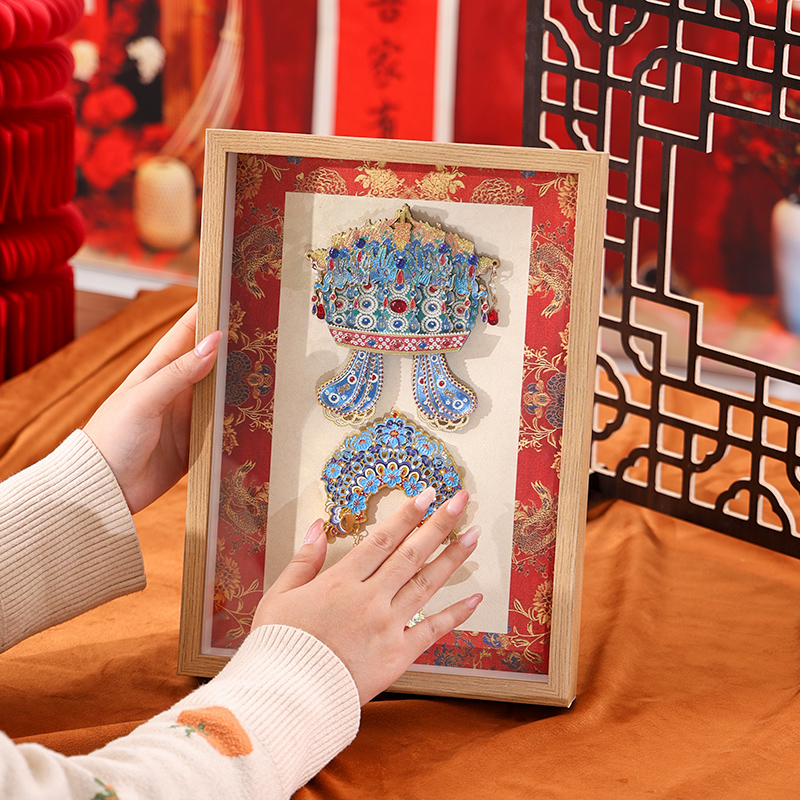 透明中空摆台相框5cm3cm收藏收纳diy冰箱贴创意国潮凤冠展示文创