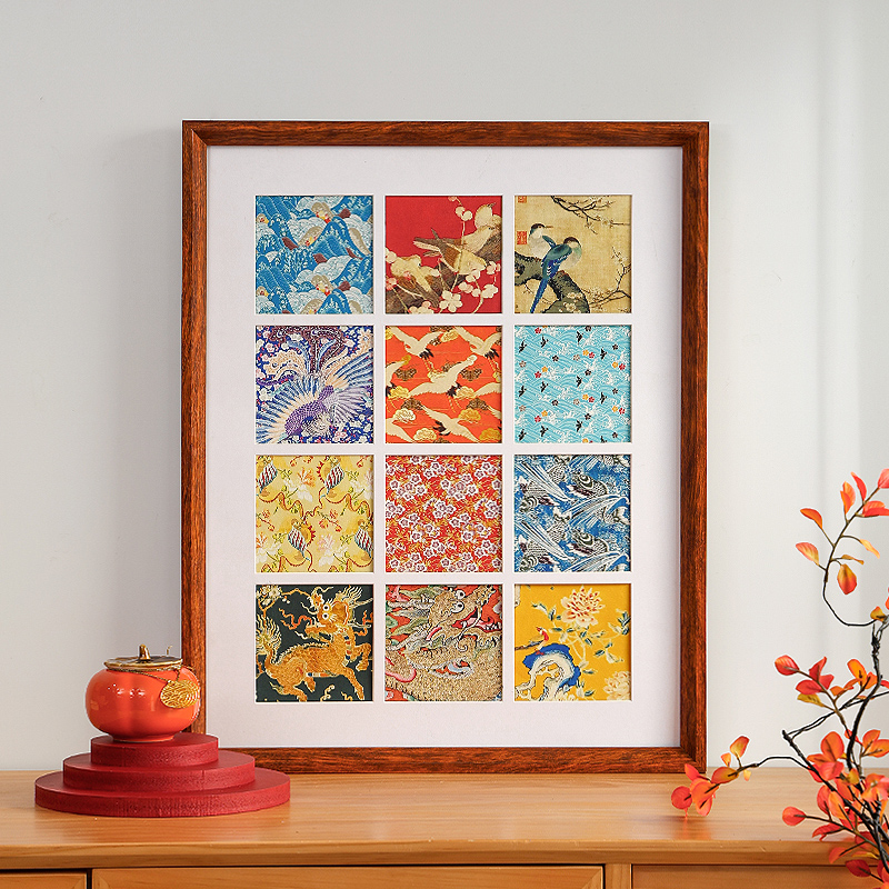 新中式实木相框12宫格故宫文创裱