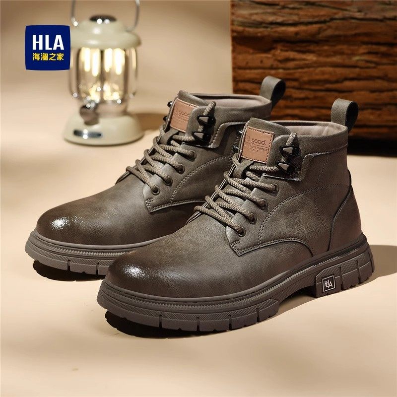 HLA/海澜之家男鞋2025新款马丁靴男士英伦高帮时尚流行工装靴子男,流行男鞋,马丁靴,淘宝优惠券,粉丝福利购,淘宝优惠卷