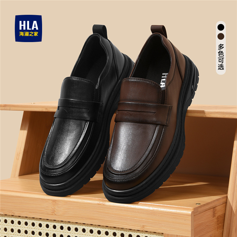 休闲皮鞋时尚套脚乐福鞋软底
