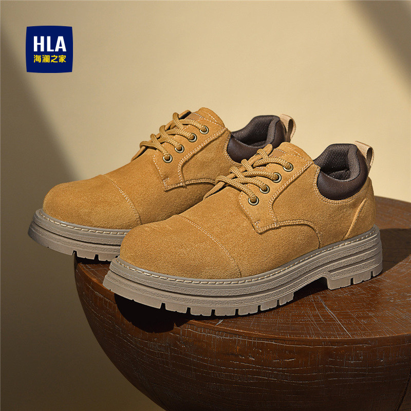 HLA/海澜之家男鞋新款工装鞋男士时尚低帮复古英伦耐磨大头马丁靴