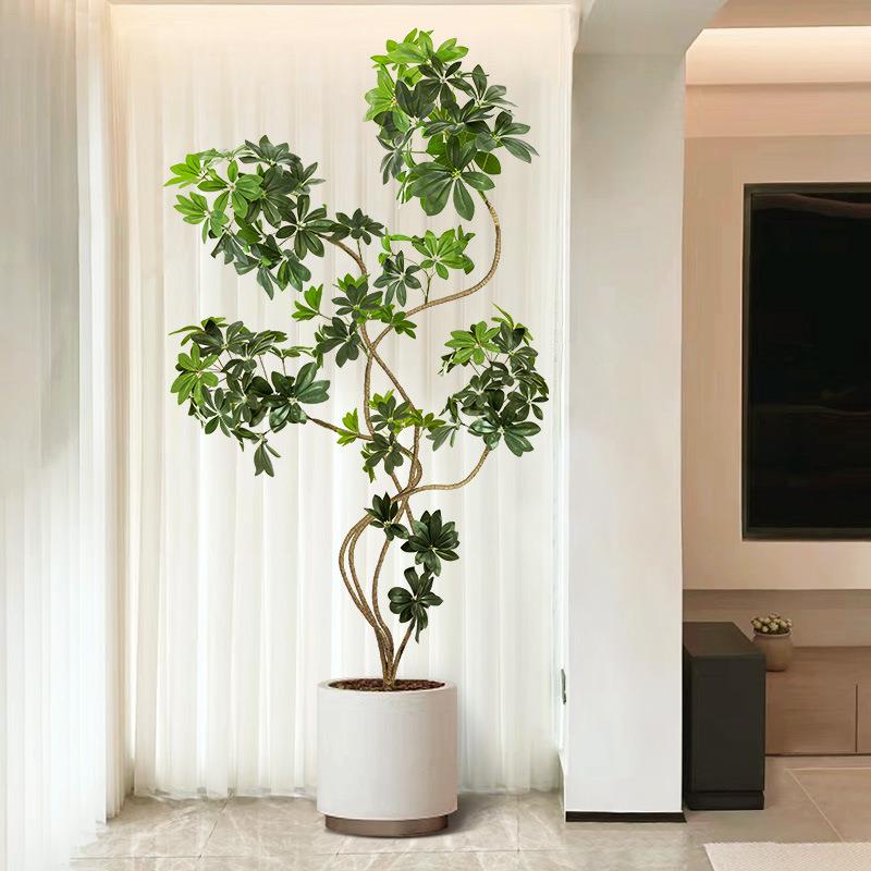 仿真绿植高端轻奢鸭脚木室内盆栽假花树客厅落地装饰摆件仿生植物