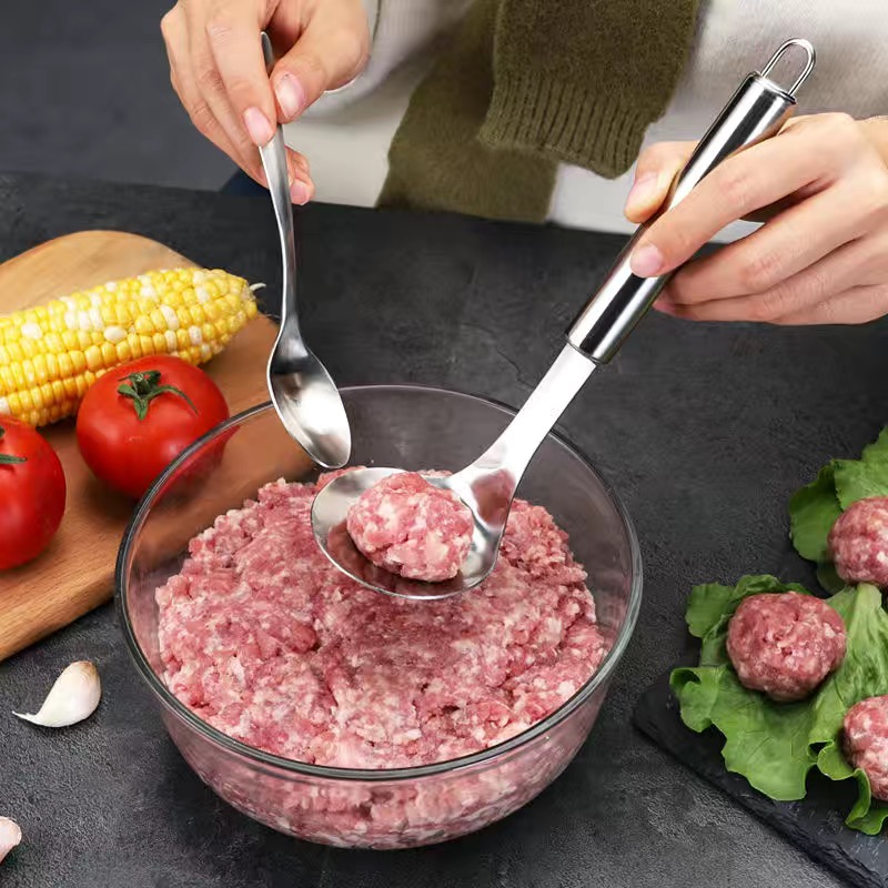 不锈钢肉丸勺压挤丸子制作鱼丸家用模具勺子厨房工具手工丸子