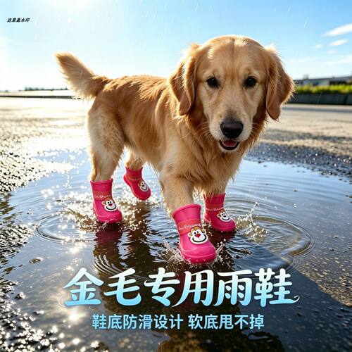 金毛专用狗狗雨鞋脚套小狗鞋子外出软底甩不掉夏季透气出门不脏脚