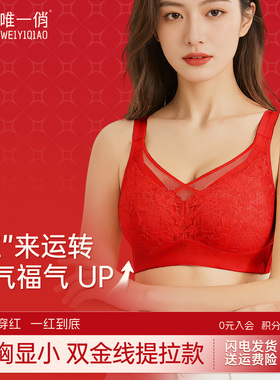 唯一俏韩少文内衣双金线提拉大胸显小文胸女薄款全罩杯无钢圈文胸