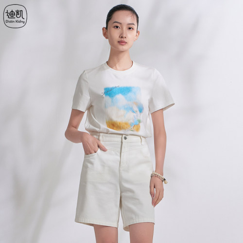 迪凯夏季棉质百搭女针织T恤