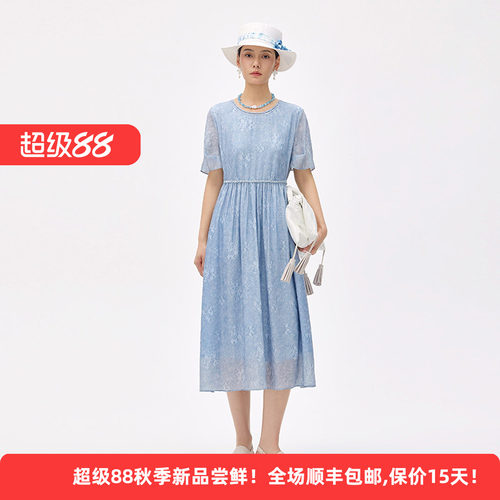 浪漫度假风女短袖显瘦收腰连衣裙