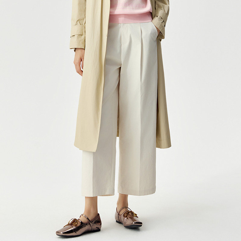 Distin Kidny/迪凯夏季新品极简高腰阔腿裤女宽松百搭显瘦休闲裤