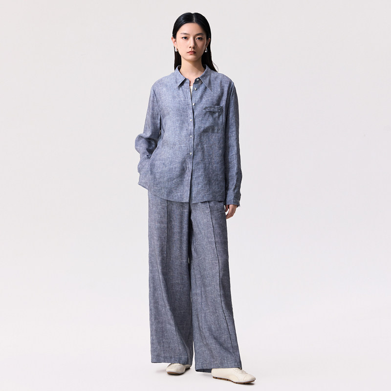 Distin Kidny/迪凯夏季桑蚕丝高级感阔腿裤女垂感宽松显瘦休闲裤