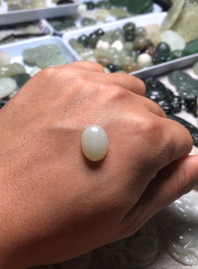 天然和田玉俄料白玉蛋面戒面吊坠锁骨链吊坠手机坠卡15.8有库存