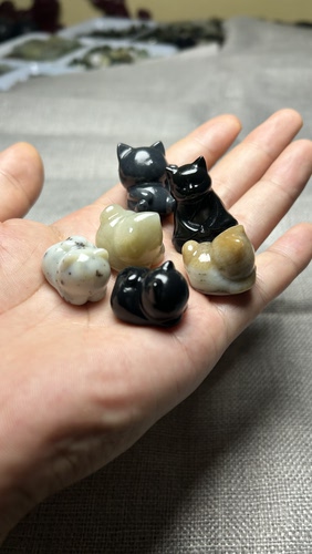 天然和田玉青花墨玉无相猫趴趴猫招财猫溜达猫坐禅猫猫咪挂件提溜