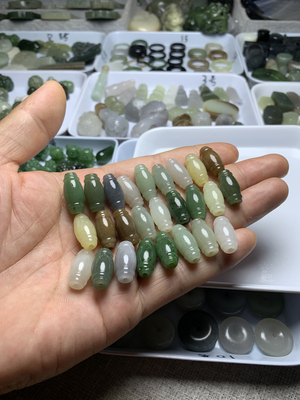 天然和田玉碧玉黄玉白玉烟紫转运珠桶珠灯笼珠子腰珠配饰吊坠挂件