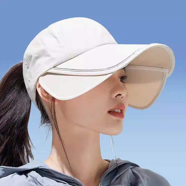 日本进口夏季防晒帽子女加大帽檐户外运动鸭舌帽遮太阳帽防紫外线
