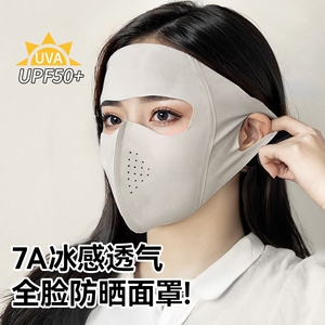 日本进口全脸防晒面罩夏季防紫外线遮阳冰丝脸罩开车口罩面部防护