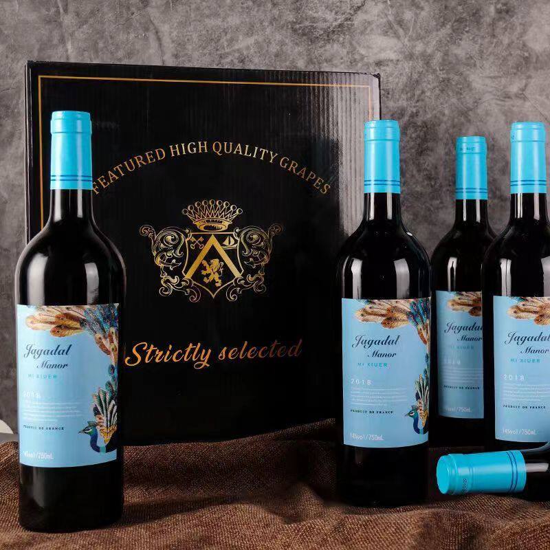 正品加达尔庄园法国原酒进口14度红酒干红葡萄酒六支整箱礼盒装