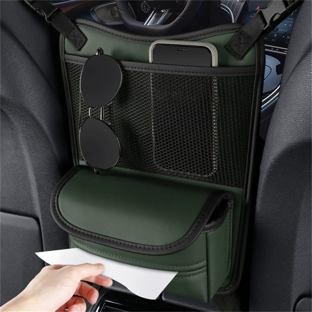 汽车运动座椅间储物网兜车载防护隔离弹力挡网后排置物袋收纳神器