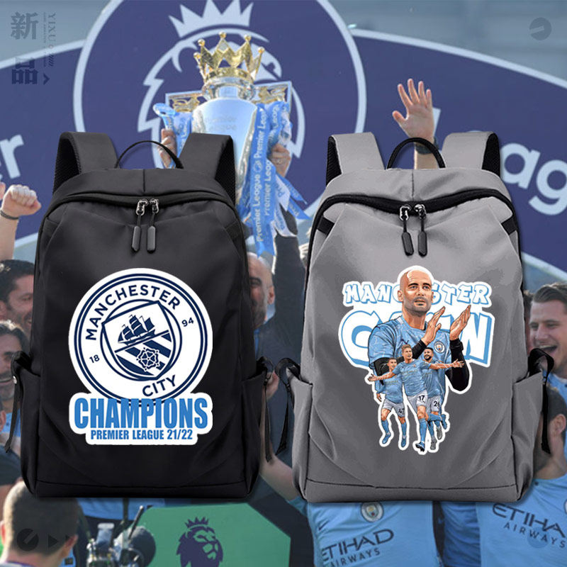 曼城英超夺冠纪念 曼彻斯特城足球周边男女情侣双肩背包休闲流行